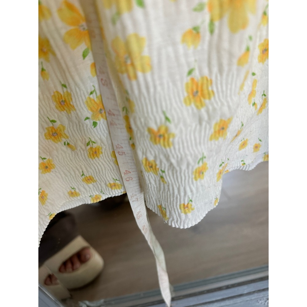 90s Vintage Onward Floral Kashiyama Seersucker Smocked Midi Dress Cottagecore M - Picture 8 of 8